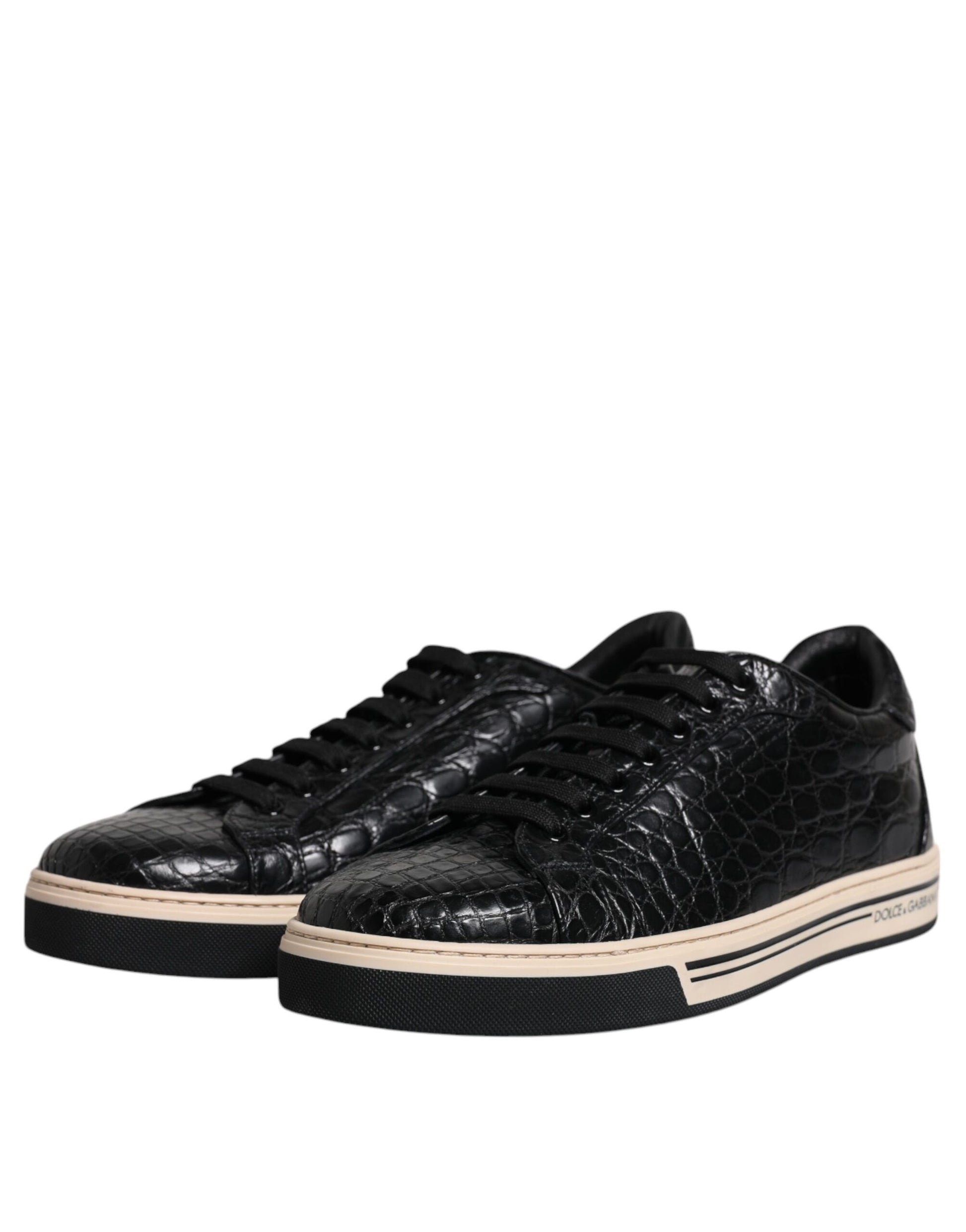 Black Leather Low Top Men Sneakers Shoes