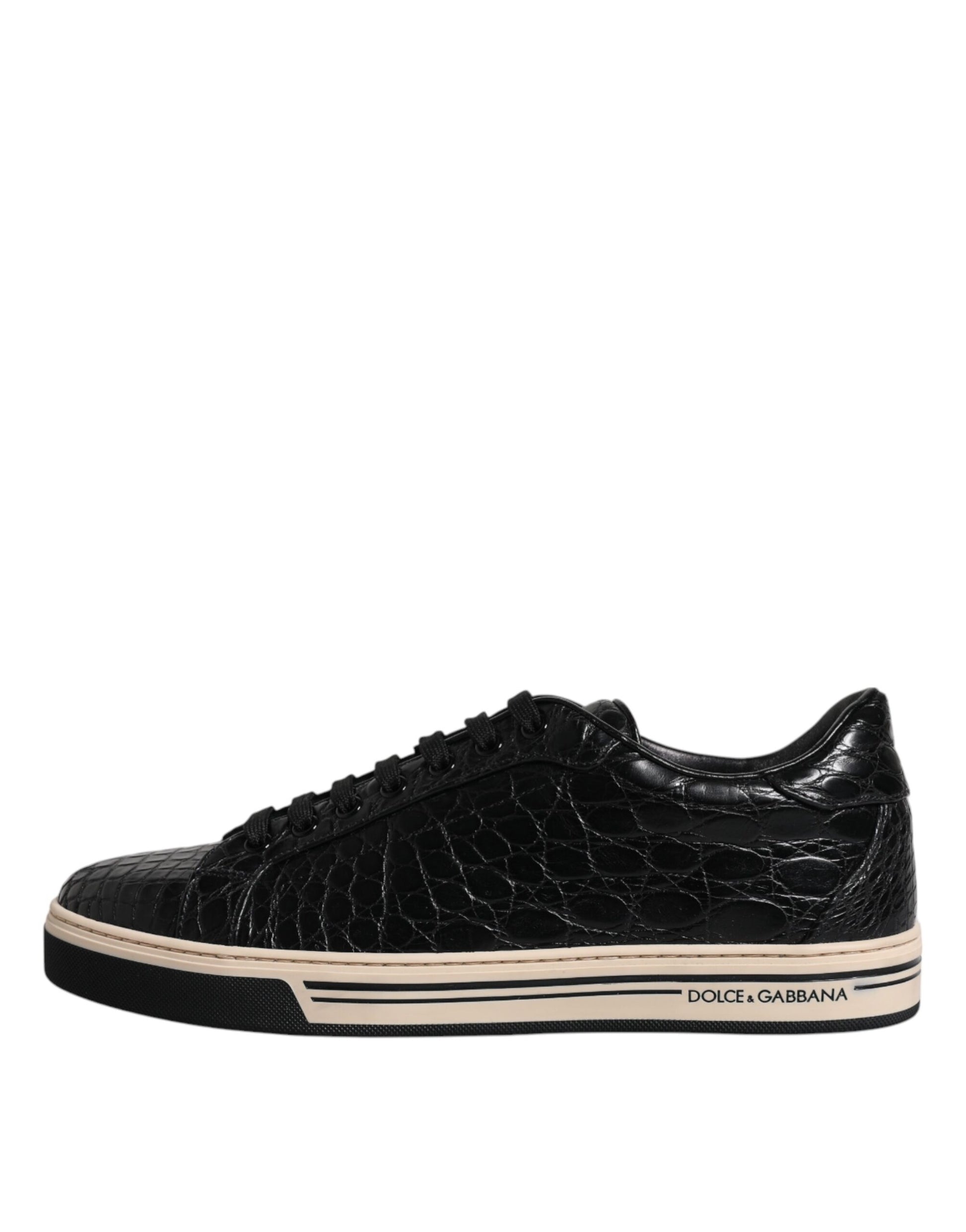 Black Leather Low Top Men Sneakers Shoes