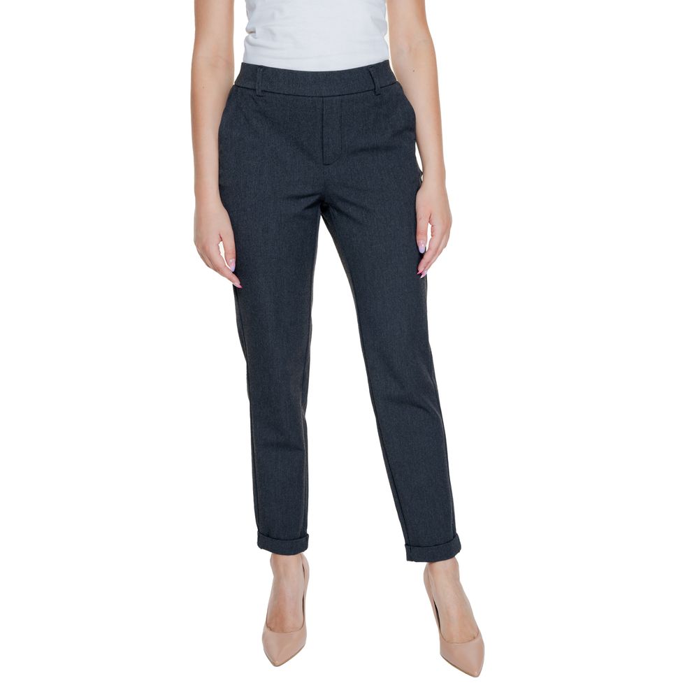 Gray Polyester Casual Pants