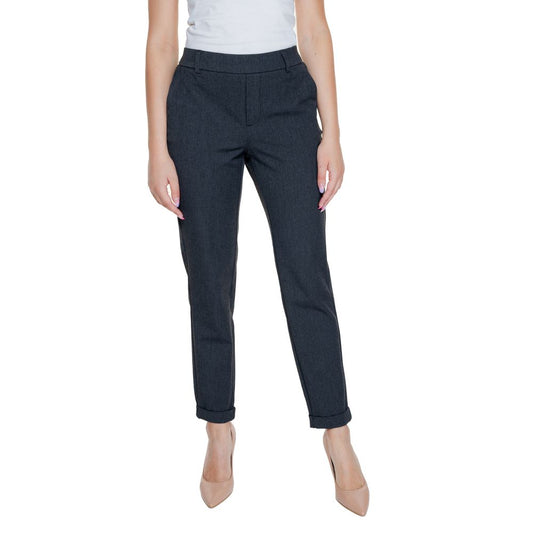 Gray Polyester Casual Pants