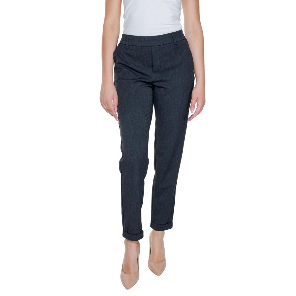 Gray Polyester Casual Pants