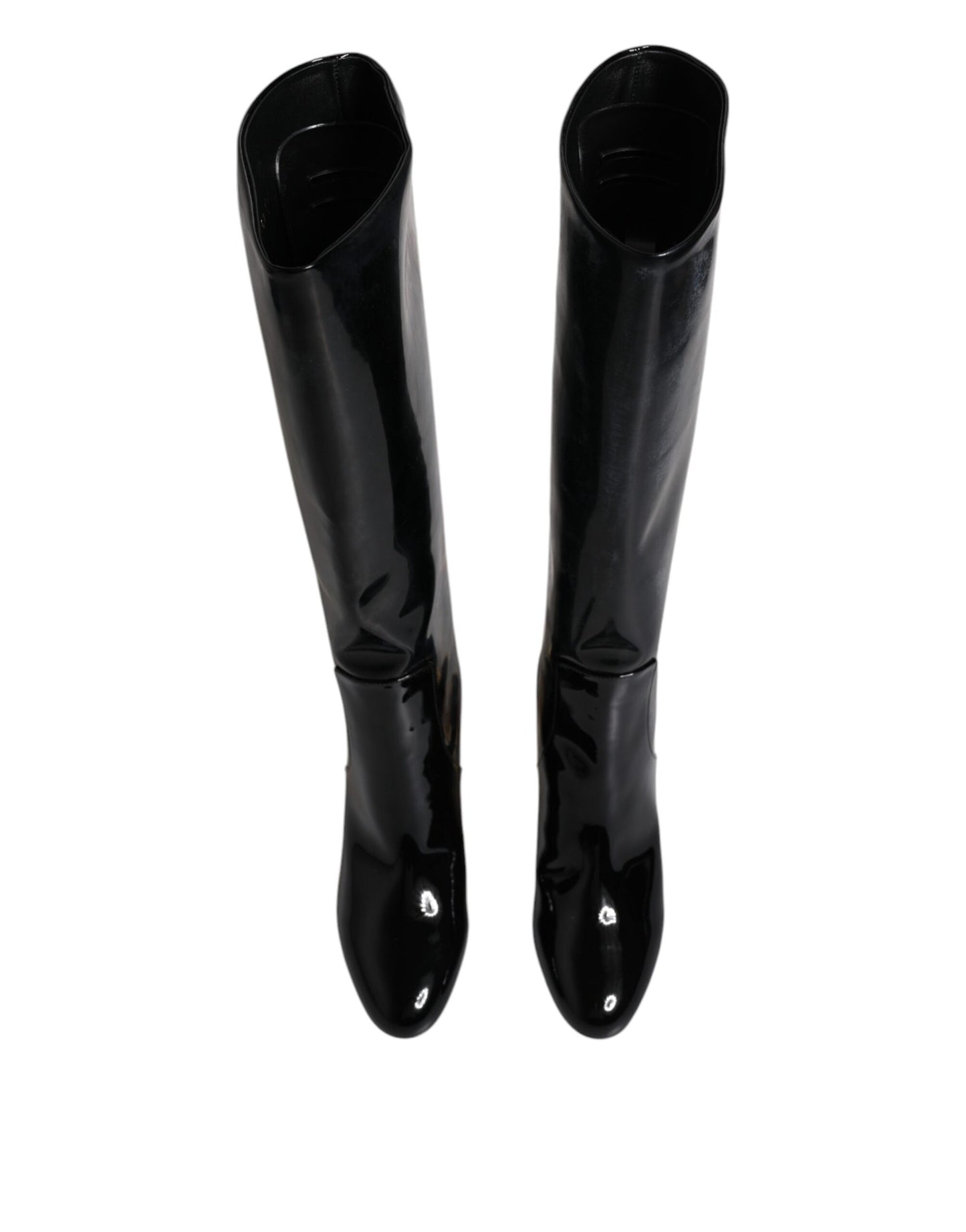 Black Patent Leather Vally High Boots Shoes