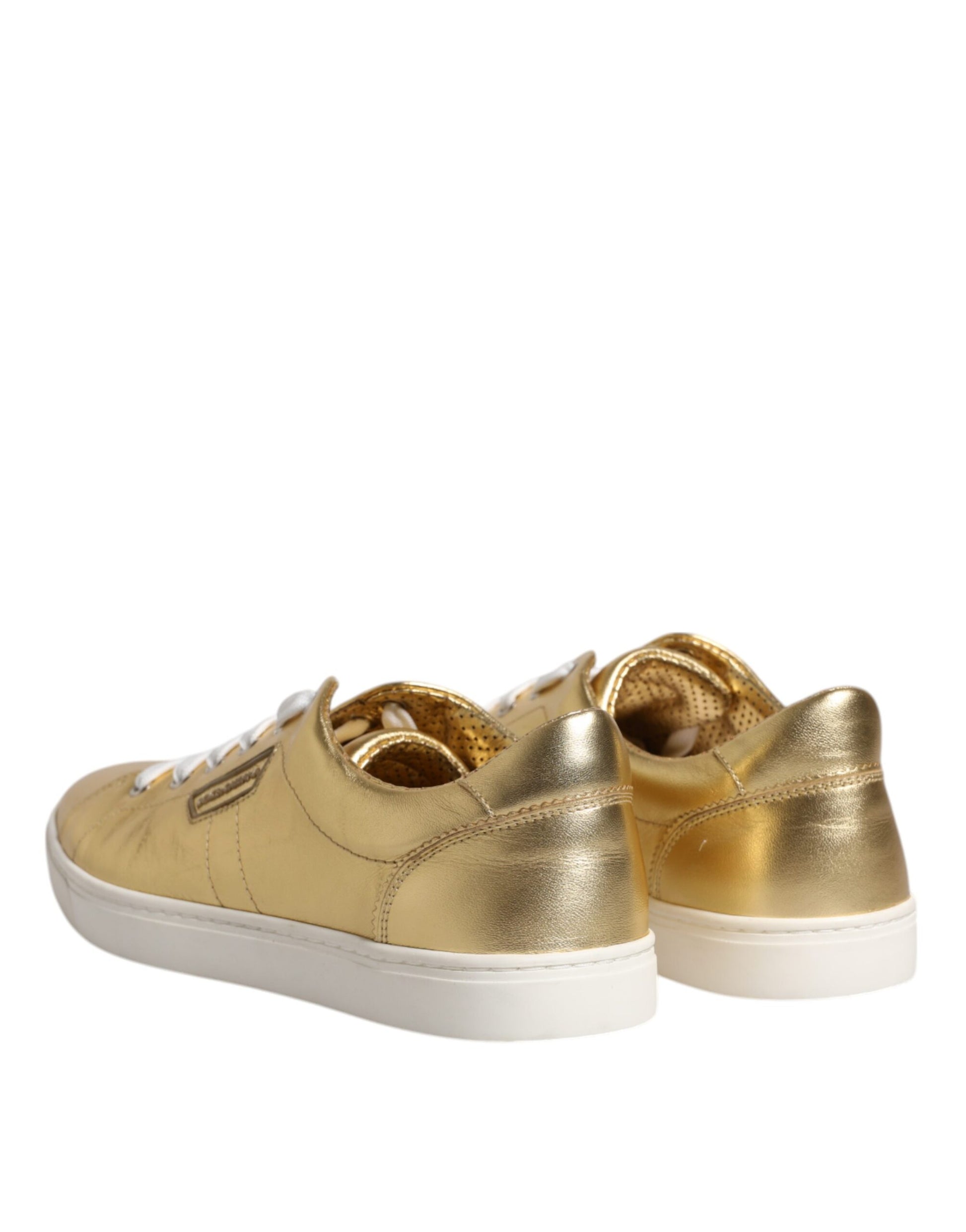 Gold Leather Logo London Men Sneakers Shoes