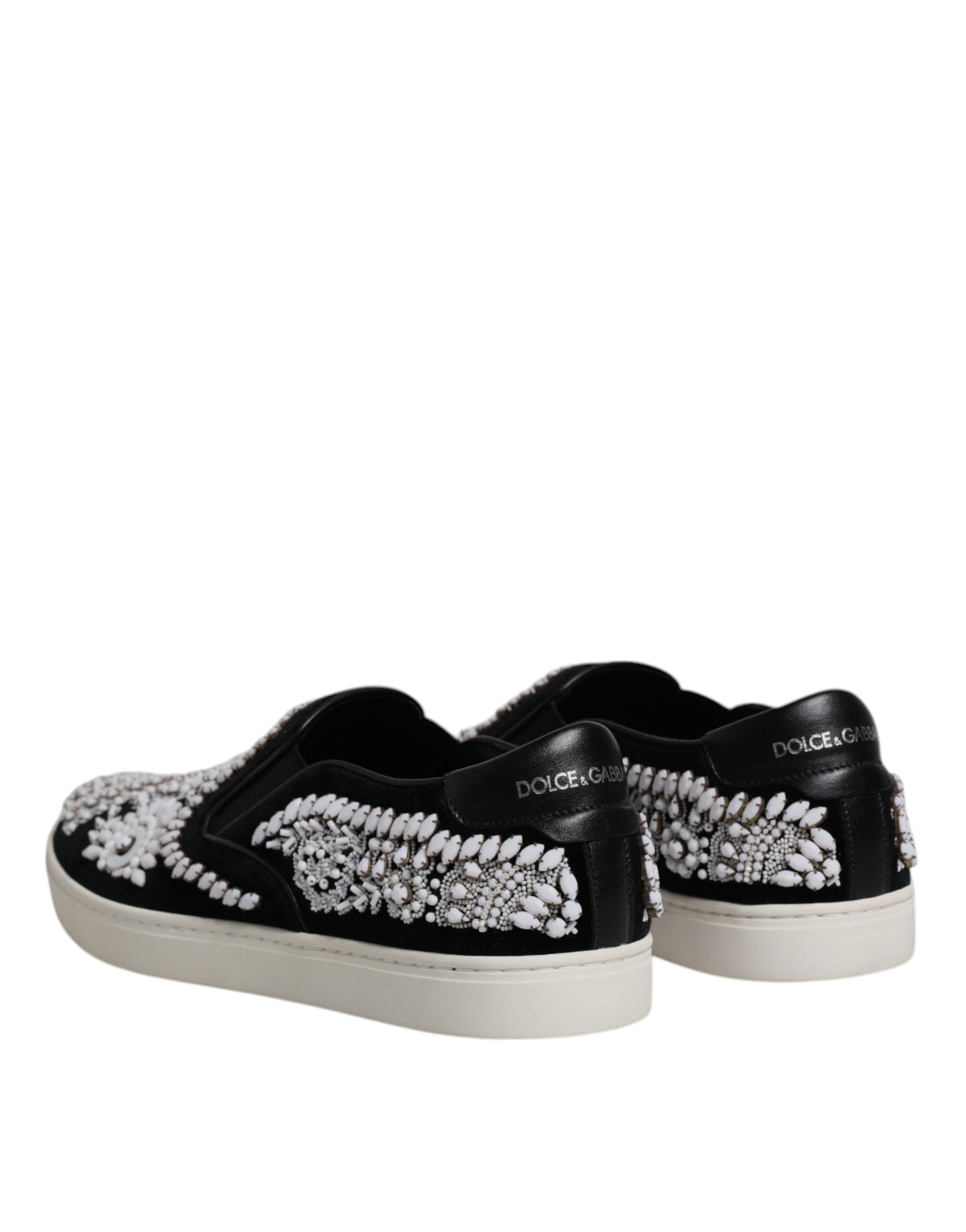 Black Embellished London Men Slip On Shoes