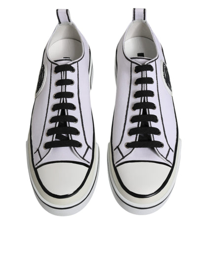 White Logo Canvas Low Top Men Sneakers Shoes