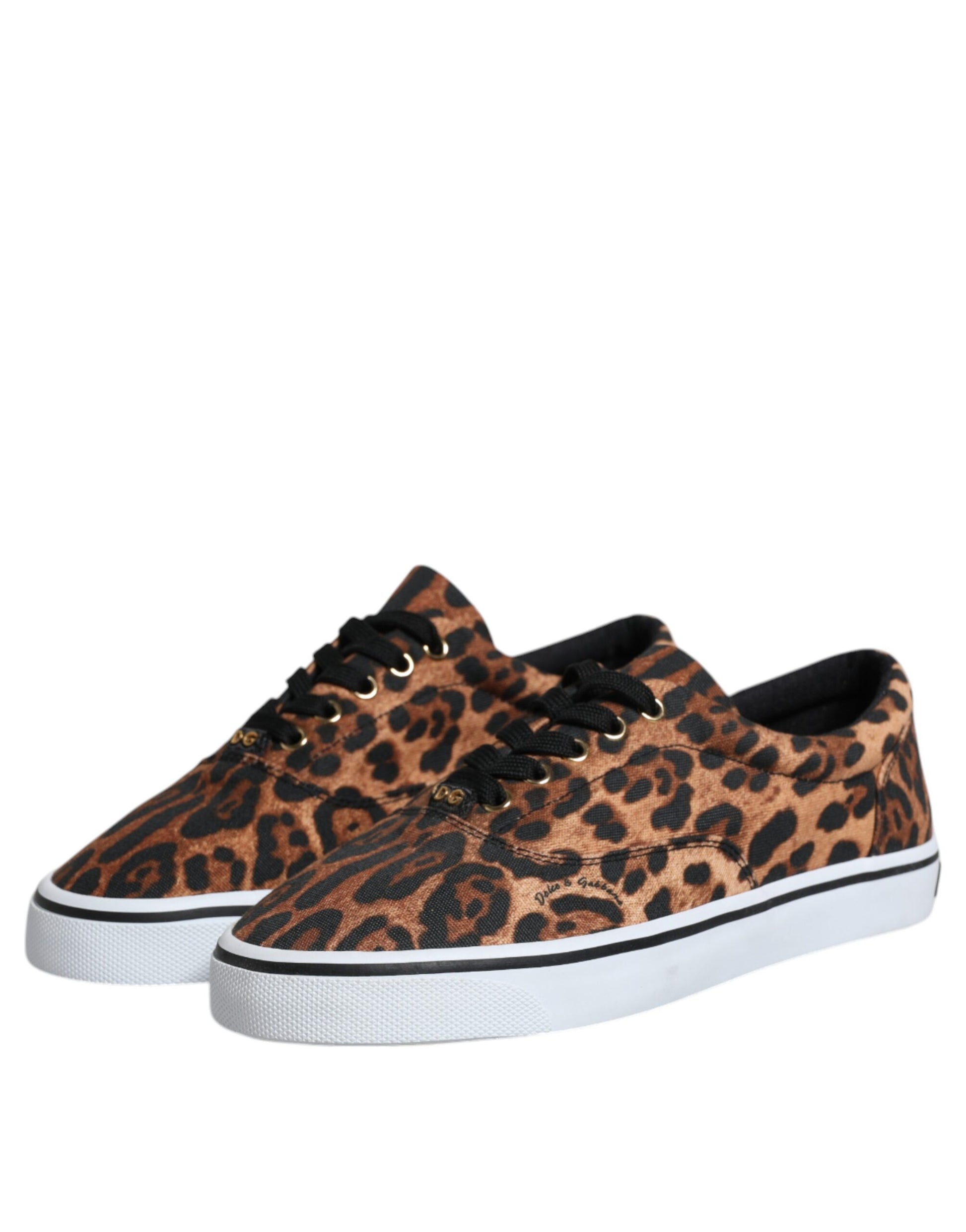 Brown Leopard Logo Print Cotton Sneakers Shoes