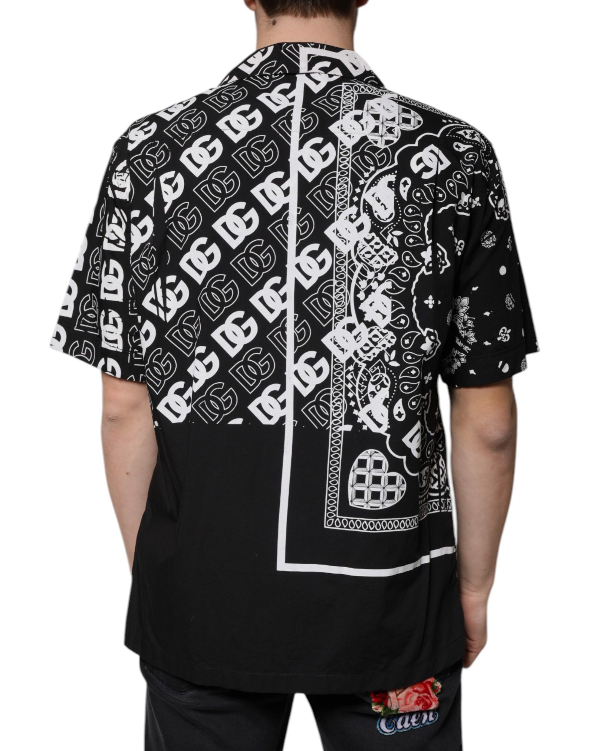 Black Logo Button Down Short Sleeve Shirt