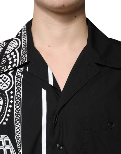 Black Logo Button Down Short Sleeve Shirt