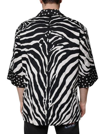 Black White Zebra Button Down Oversize Shirt