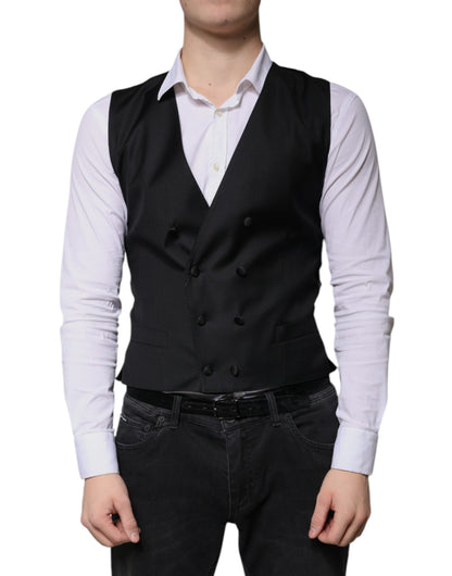 Black Wool Formal Dress Men Waistcoat Vest