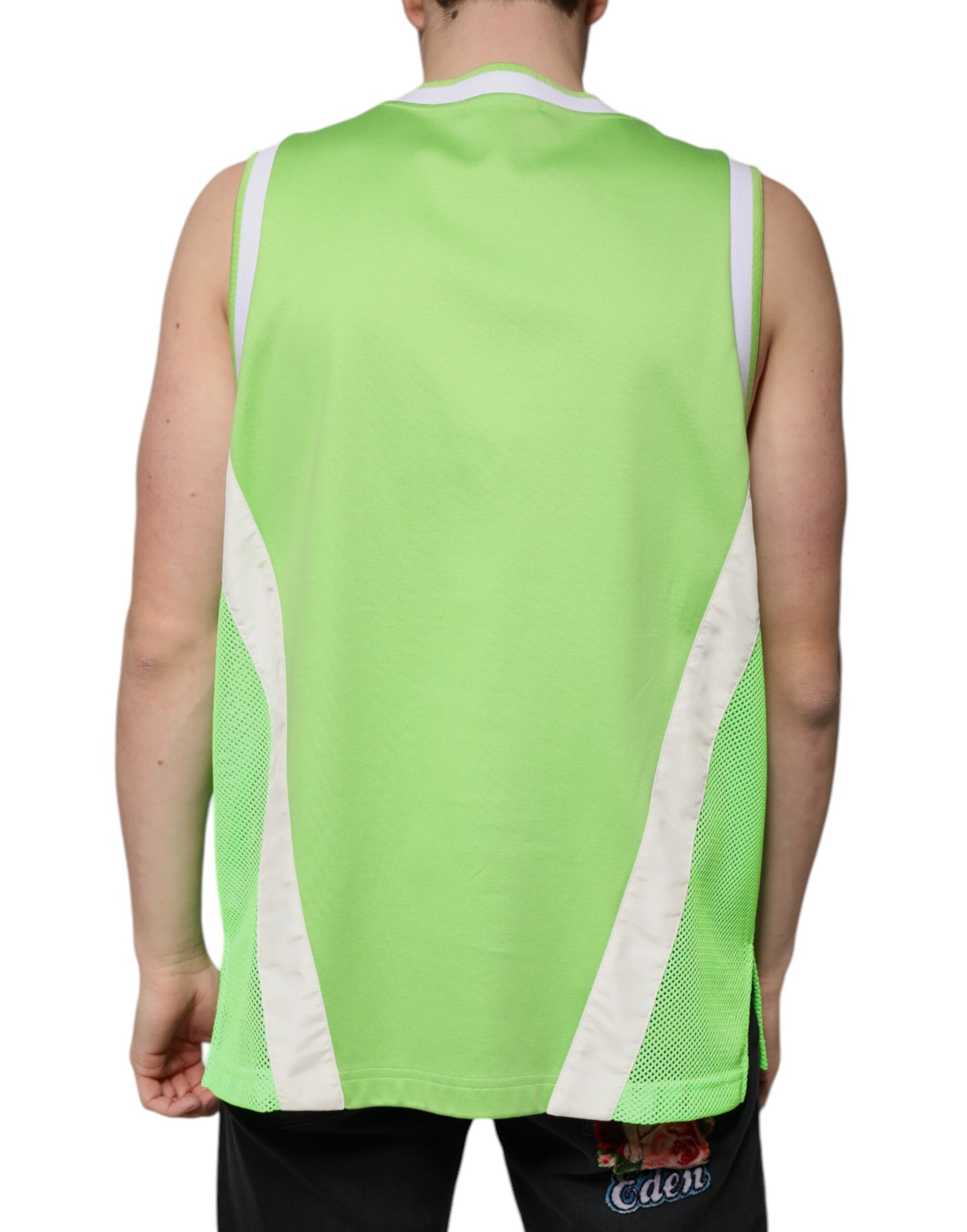 Green Polyester Jersey Sleeveless T-shirt