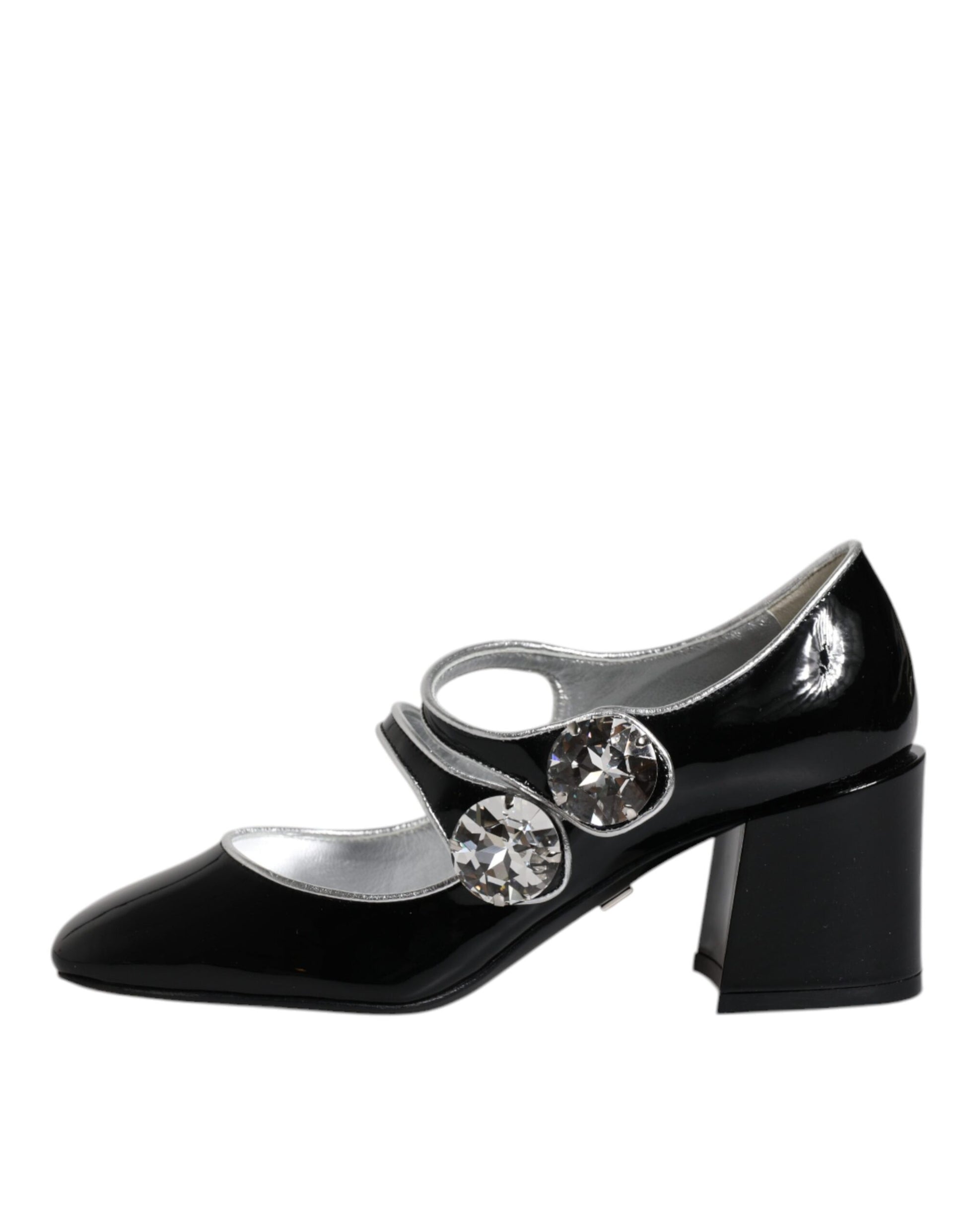 Black Patent Leather Crystal Mary Jane Pumps Shoes