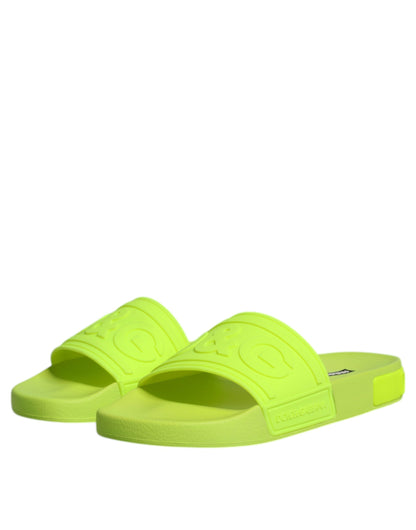 Green Rubber Slides Sandals Beachwear Shoes