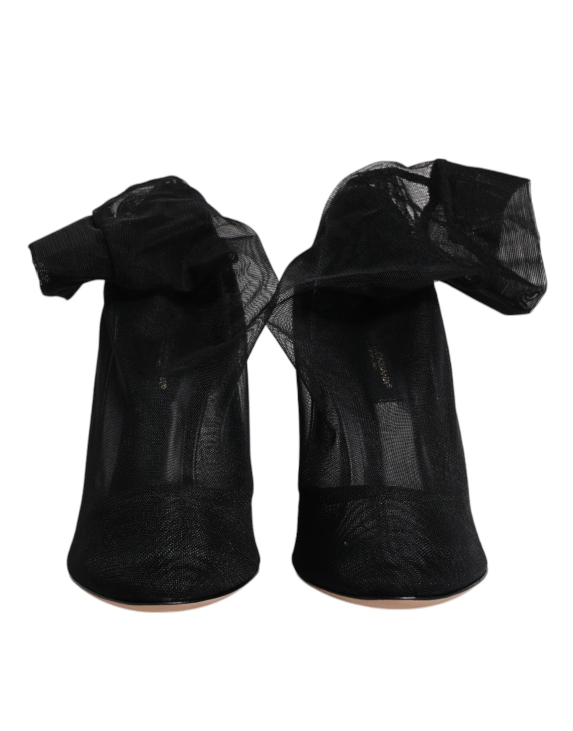 Black Nylon Mesh Sock Style Boots Shoes