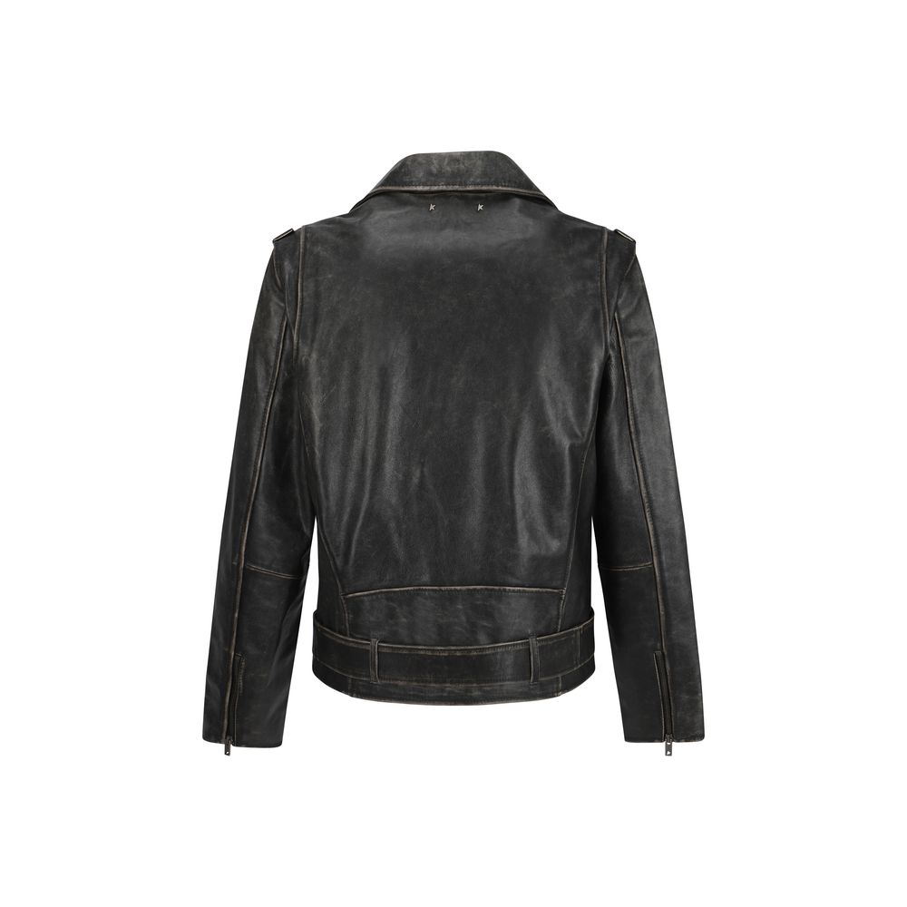 Brown Calf Leather Bos Taurus Biker Jacket