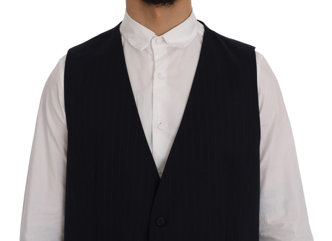 Elegant Striped Wool Blend Waistcoat Vest