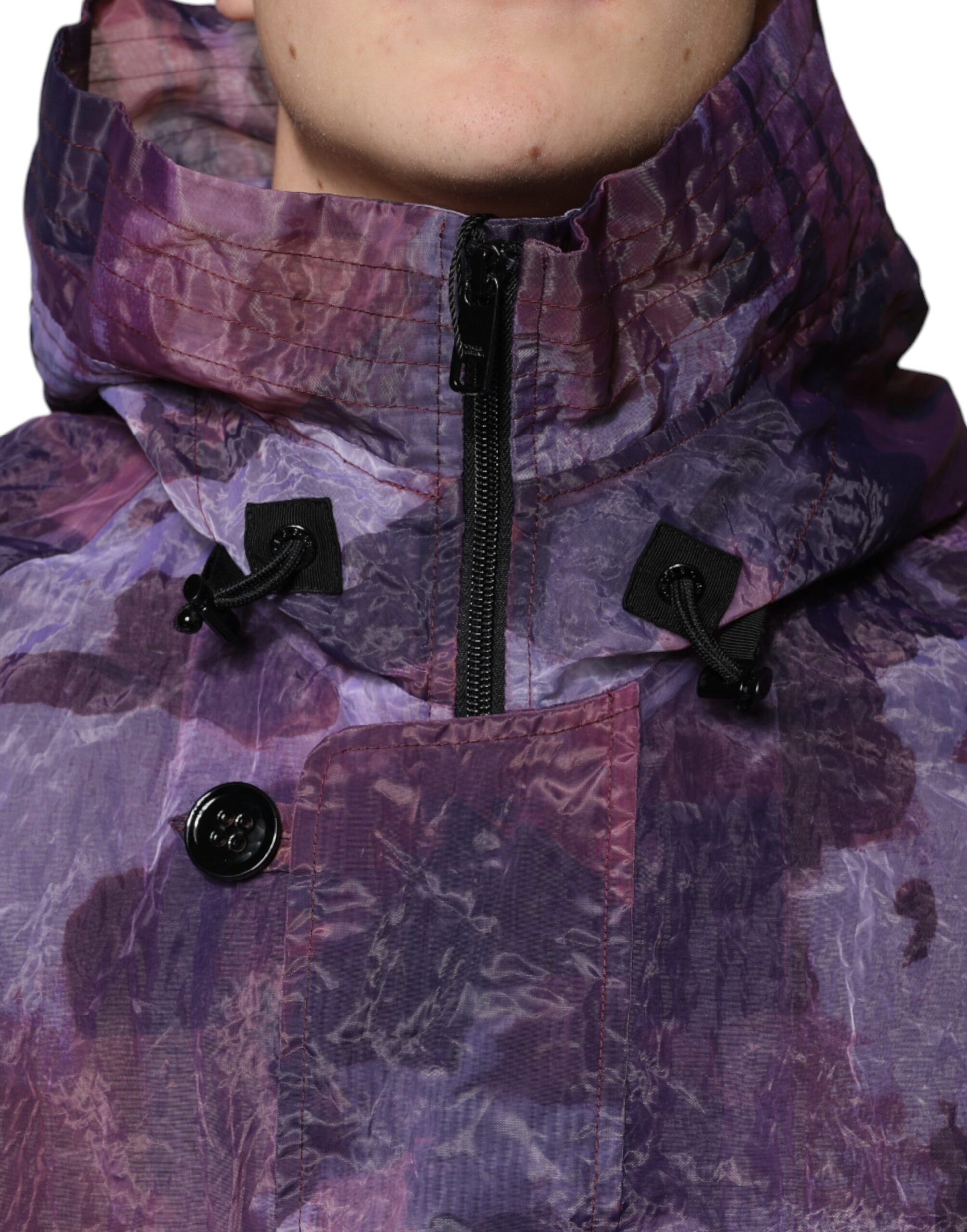 Purple Camouflage Hooded Men Blouson Jacket