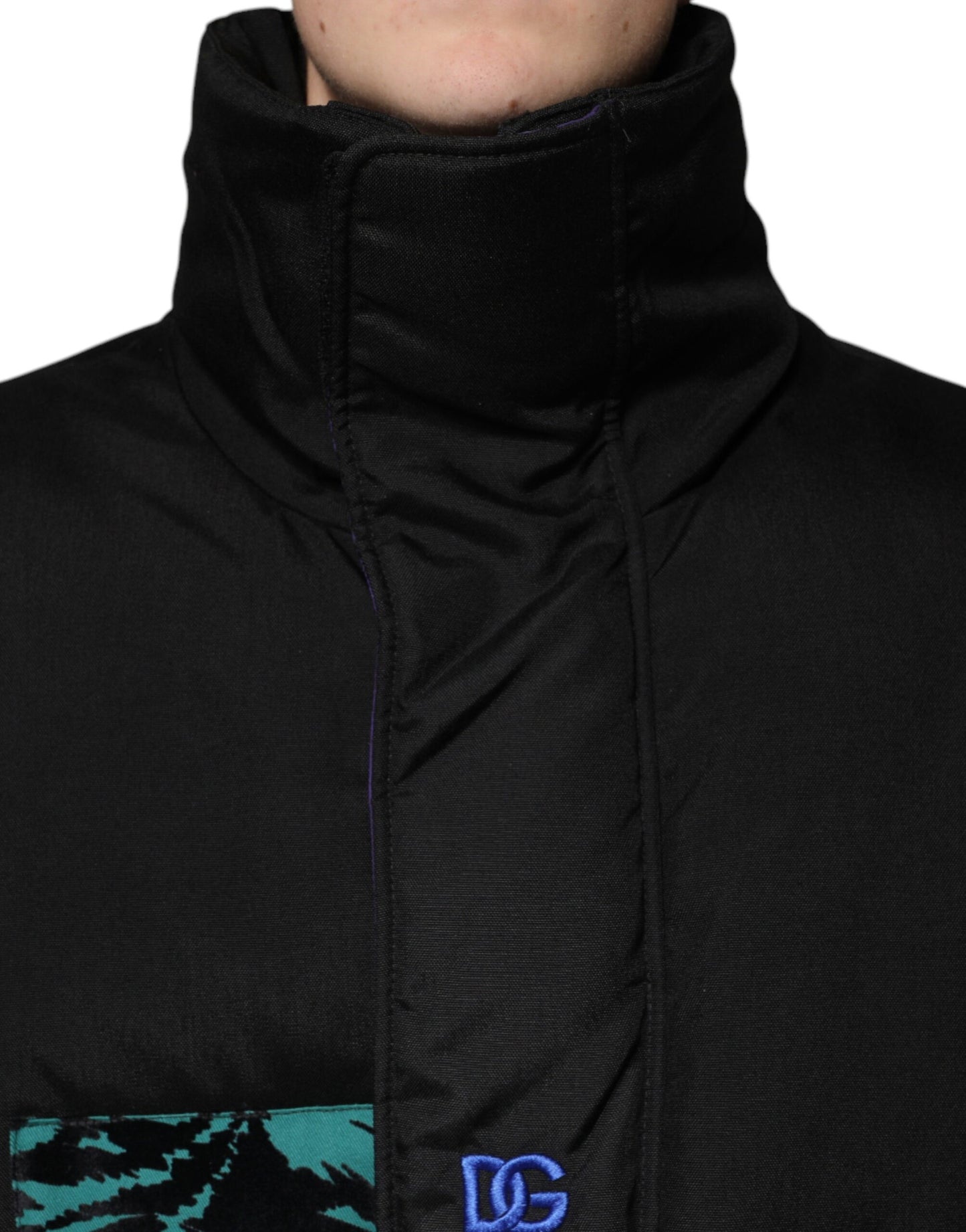 Black Nylon Puffer Men Full Zip Jacket