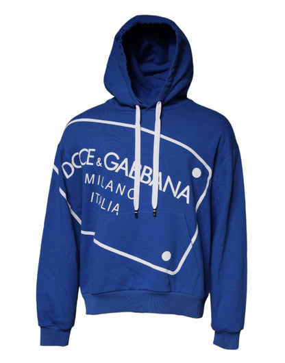 Blue Logo Print Hooded Sweatshirt Sweater