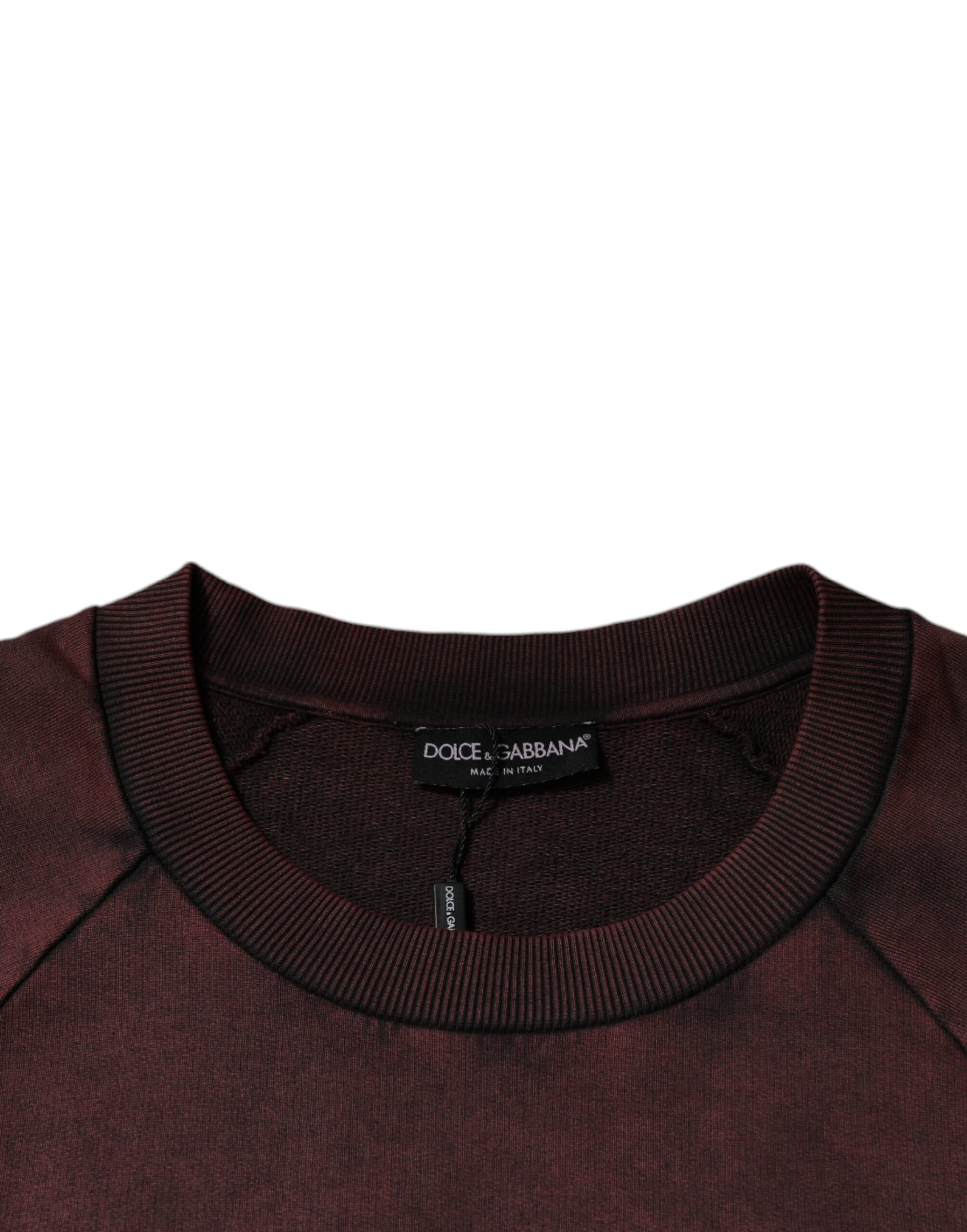 Brown Logo Cotton Crew Neck Pullover Sweater