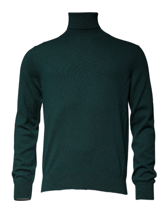 Green Cashmere Turtleneck Men Pullover Sweater