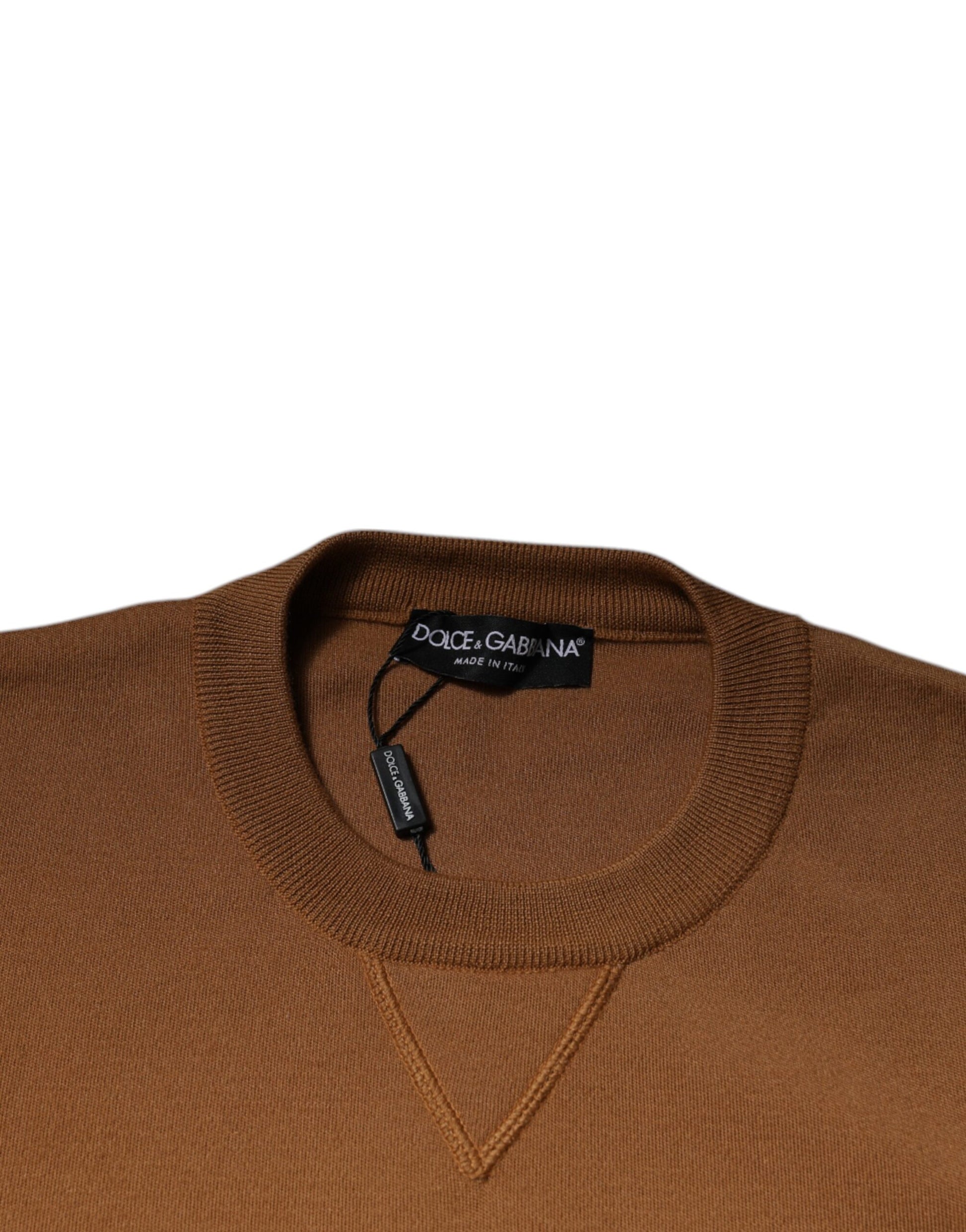 Brown Logo Plaque Crew Neck Pullover Sweater