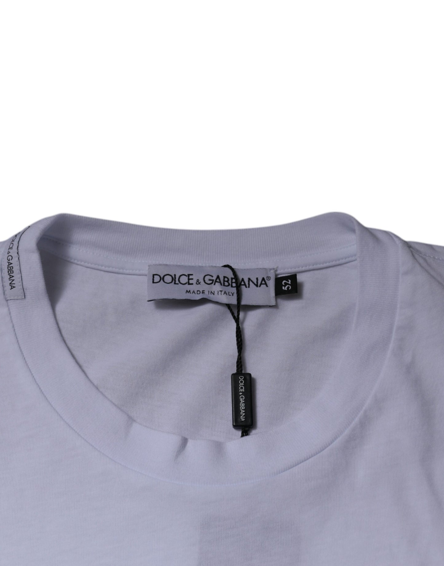 White Logo Patch Cotton Crew Neck T-shirt