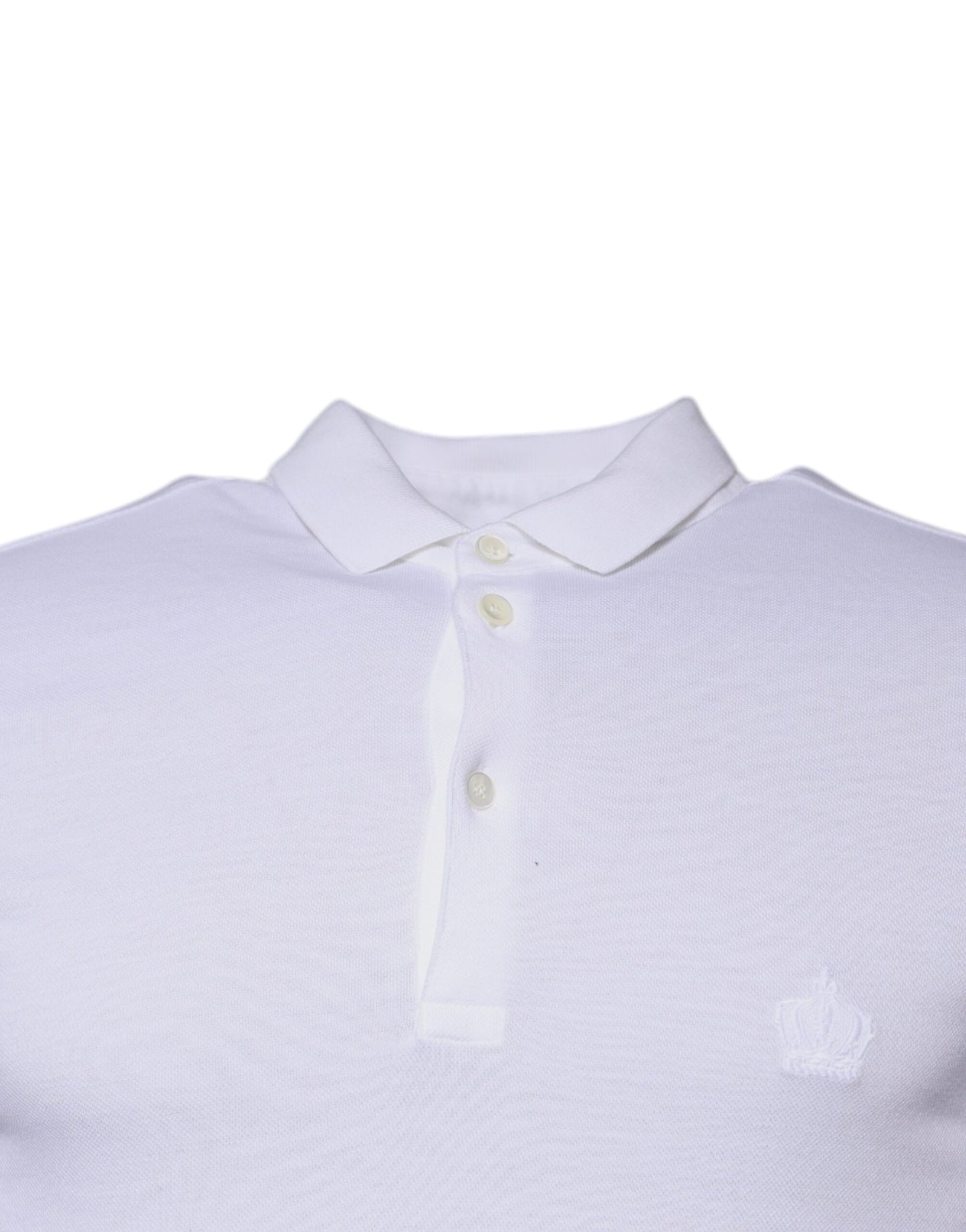 White Cotton Crown Collared Polo T-shirt