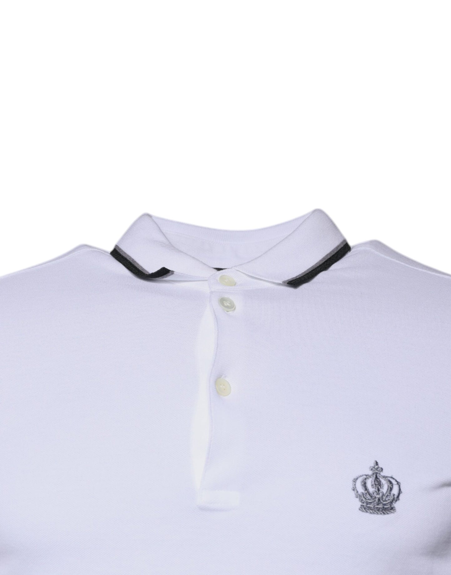 White Cotton Crown Collared Polo T-shirt