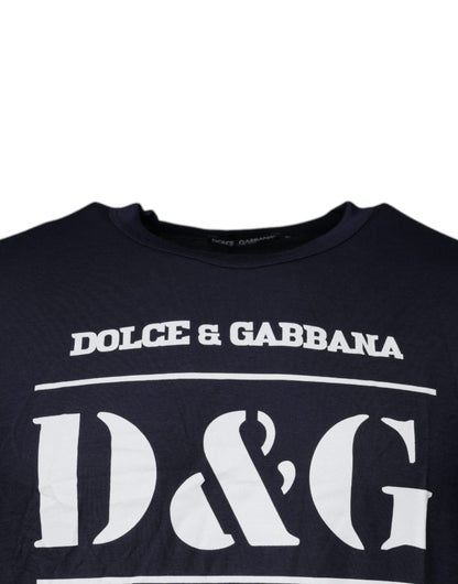 Blue D&G King Of Love Cotton Crew Neck T-shirt