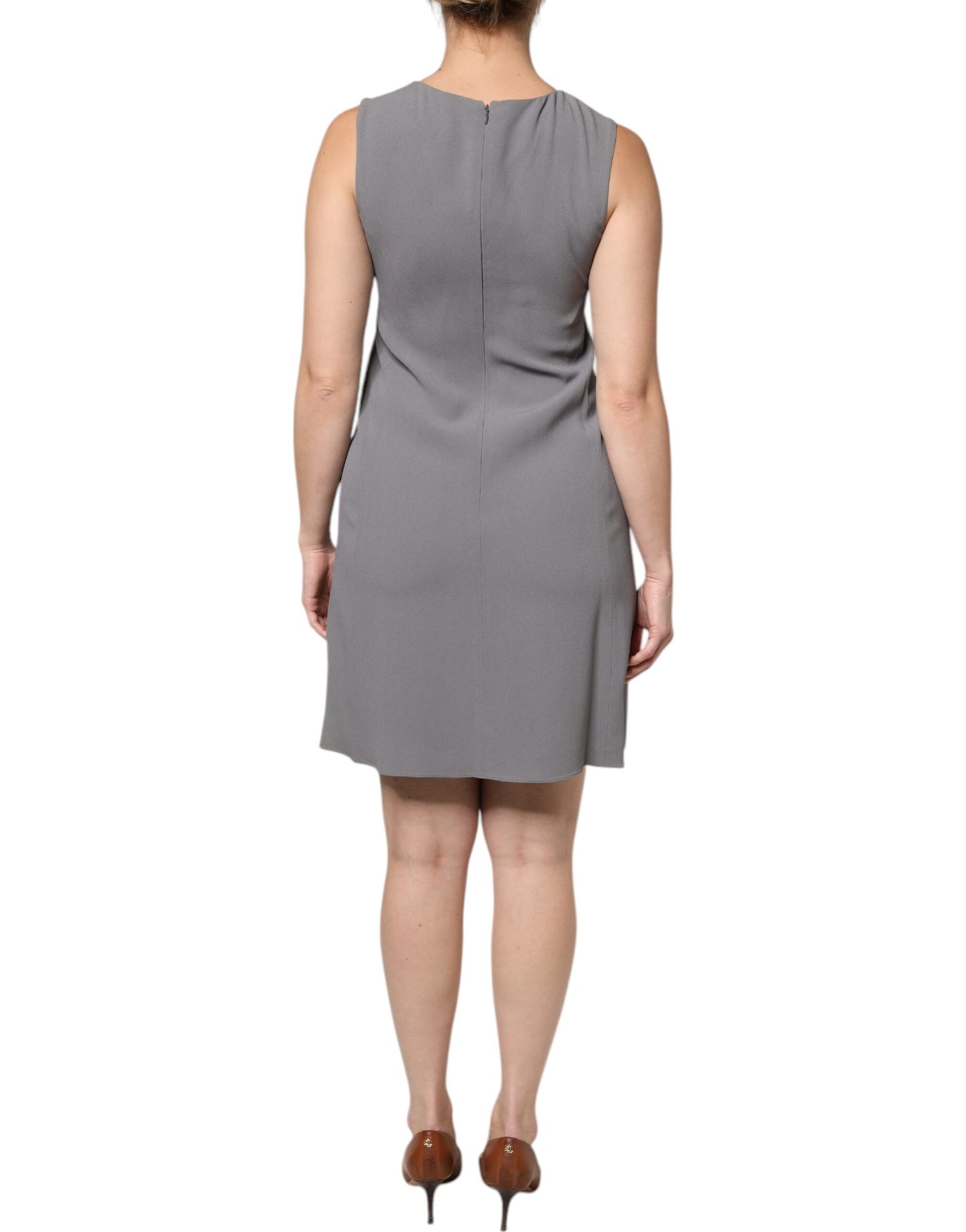 Gray Round Neck Sleeveless A-line Mini Dress