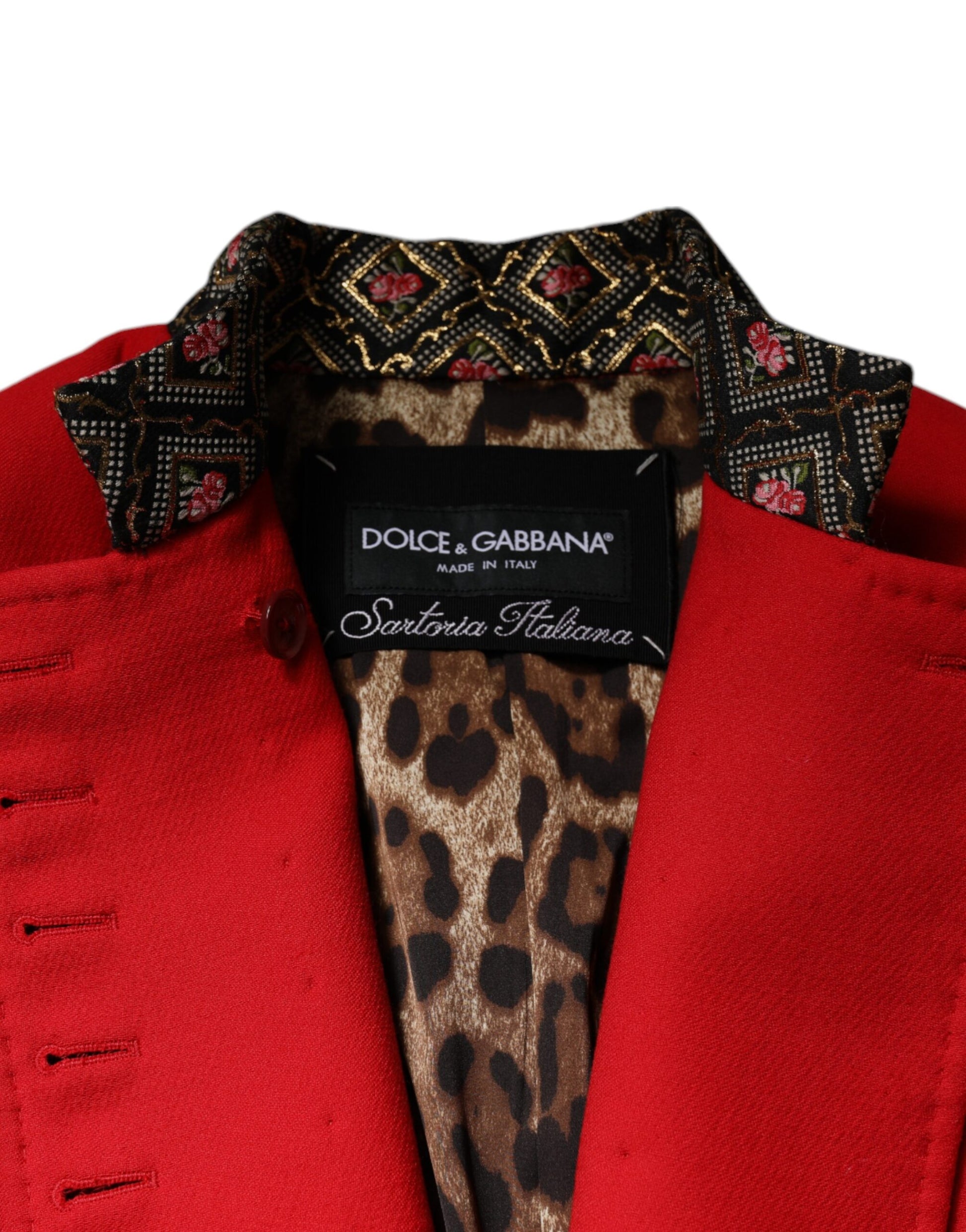 Red Jacquard Wool Women Trenchcoat Jacket