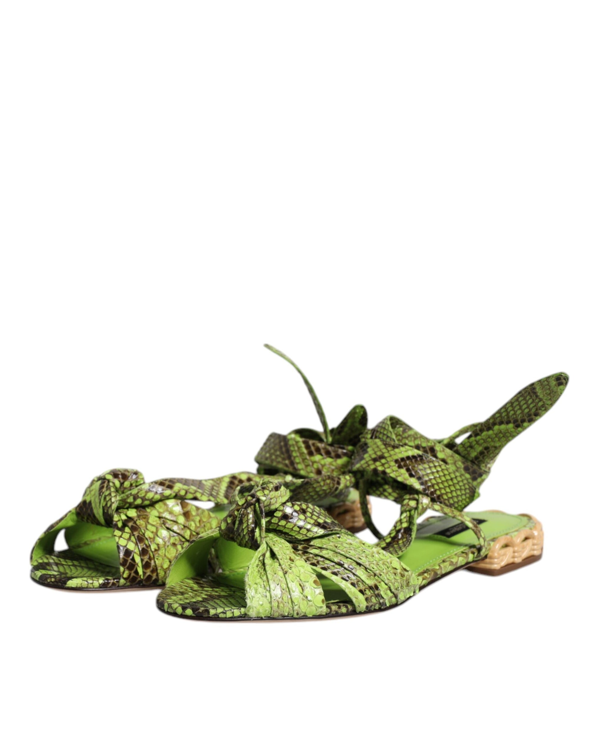 Green Animal Print Ankle Wrap Sandals Shoes