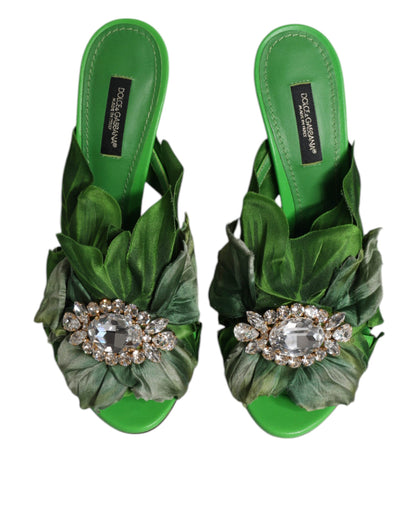 Green Crystal Slides KEIRA Sandal Shoes