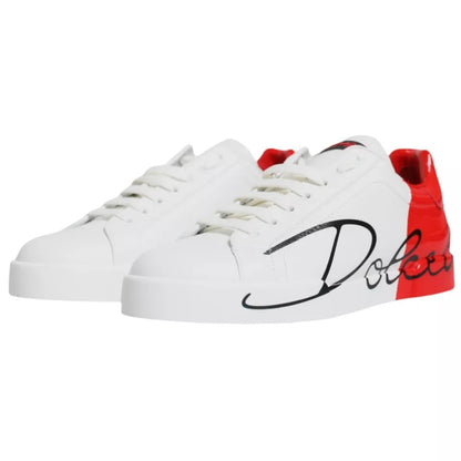 White Red Portofino Low Top Sneakers Shoes