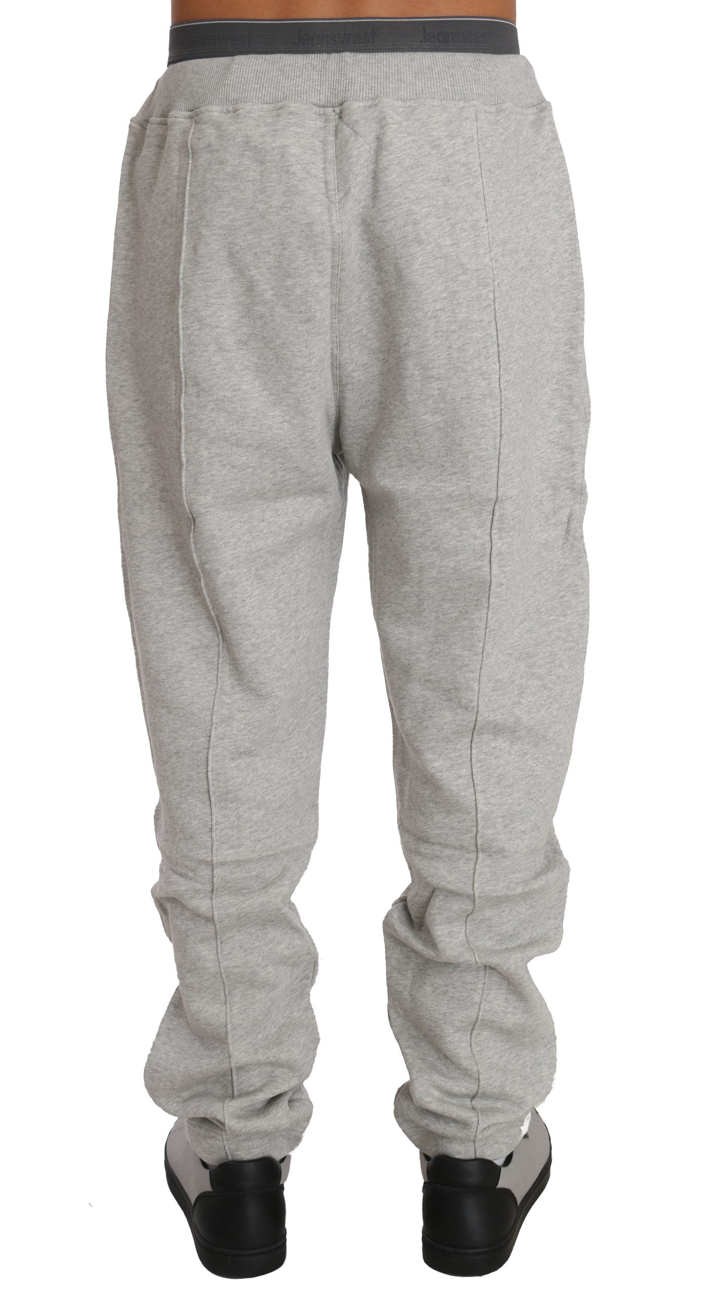 Elegant Gray Cotton Sweatsuit Ensemble