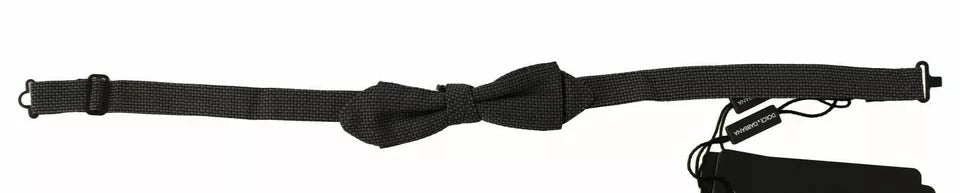 Gray Pattern Silk Adjustable Neck Bow Tie