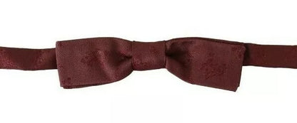 Bordeaux Silk Floral Faille Adjustable Bow Tie