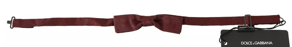 Bordeaux Silk Floral Faille Adjustable Bow Tie