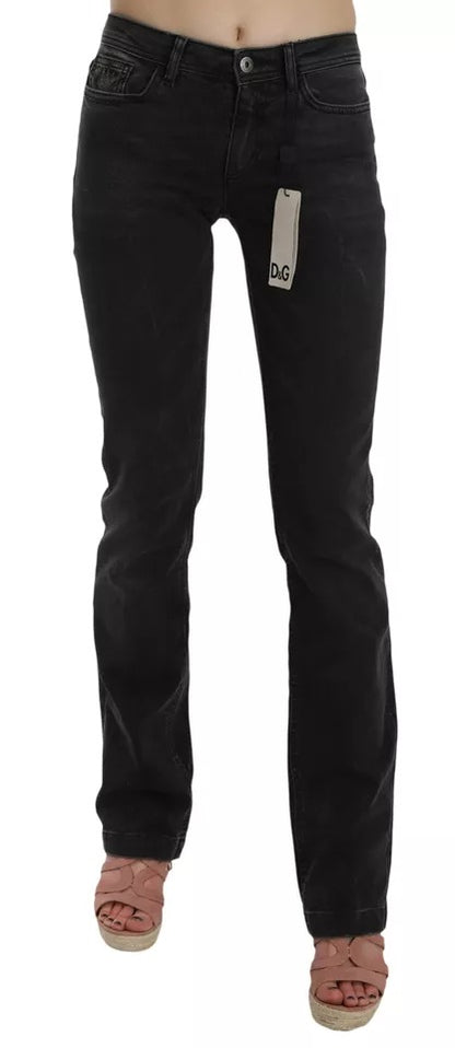 Black Slim Fit Cotton Jeans D&G Pants