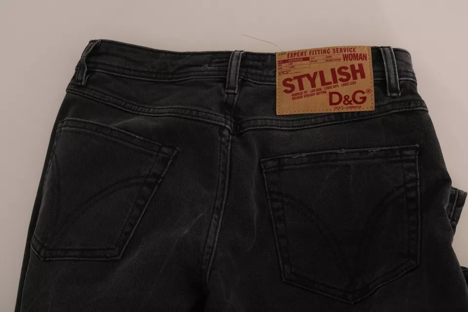 Black Slim Fit Cotton Jeans D&G Pants