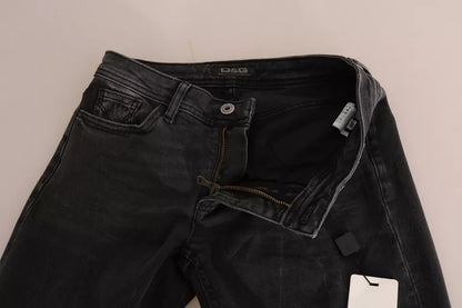 Black Slim Fit Cotton Jeans D&G Pants