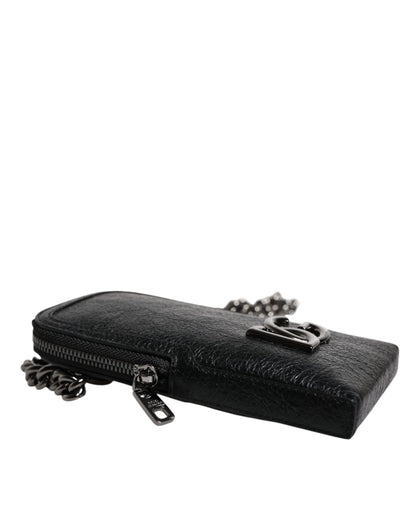 Black Leather Purse Crossbody Chain Sling Phone Bag