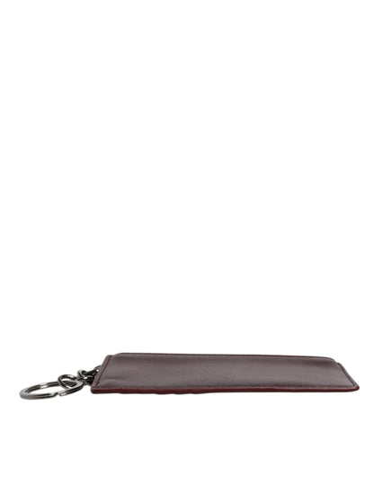 Brown Calfskin Leather DG Logo Card Holder Wallet