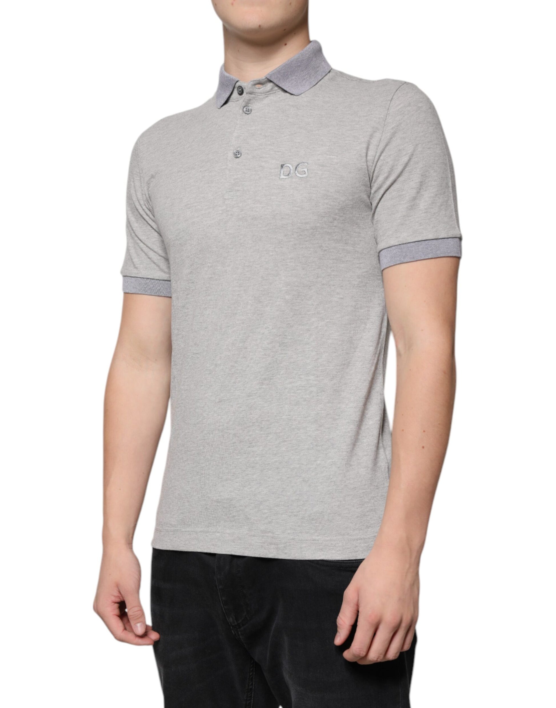 Gray Collared Short Sleeves Men Polo T-shirt