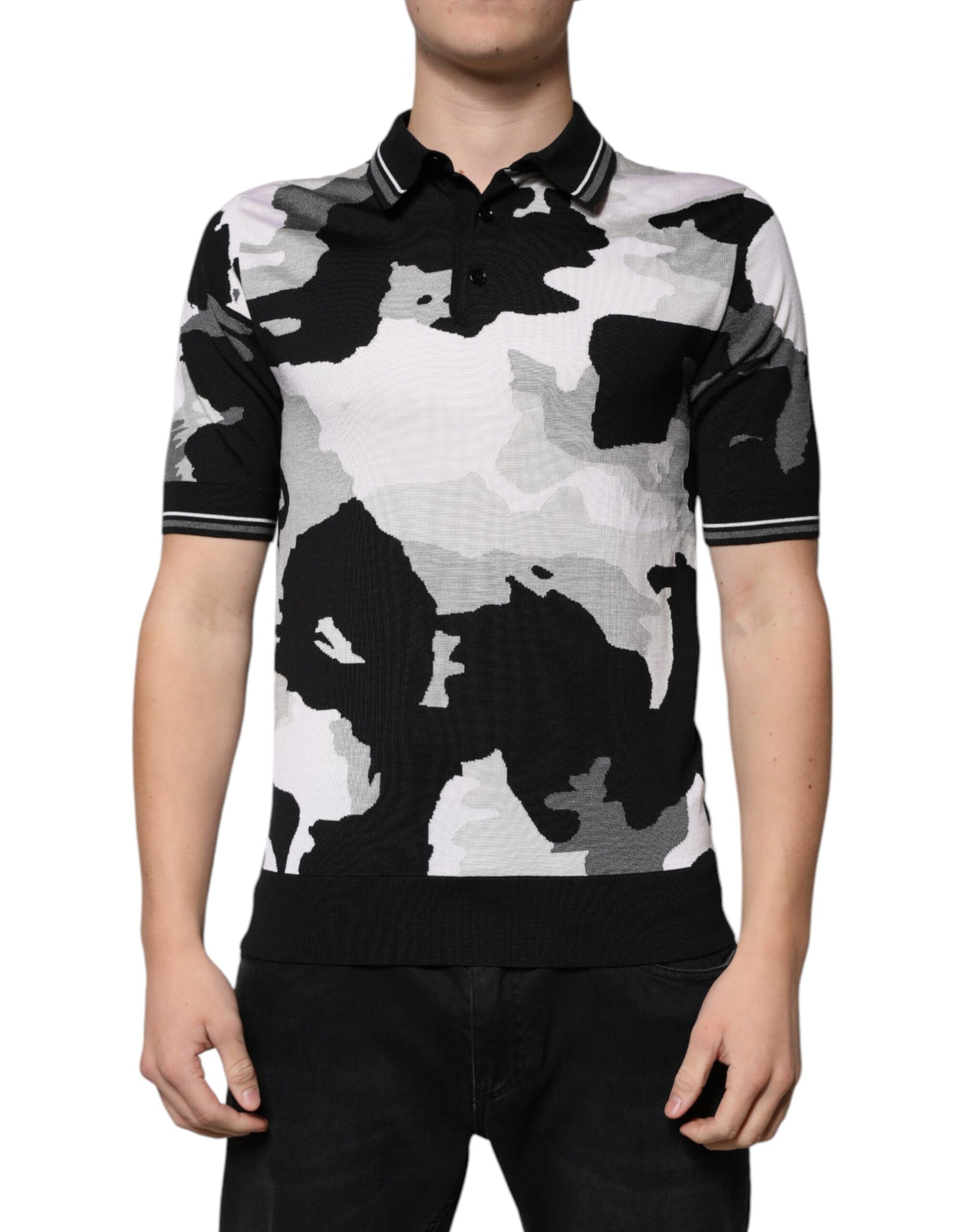 Multicolor Camouflage Collared Polo T-shirt