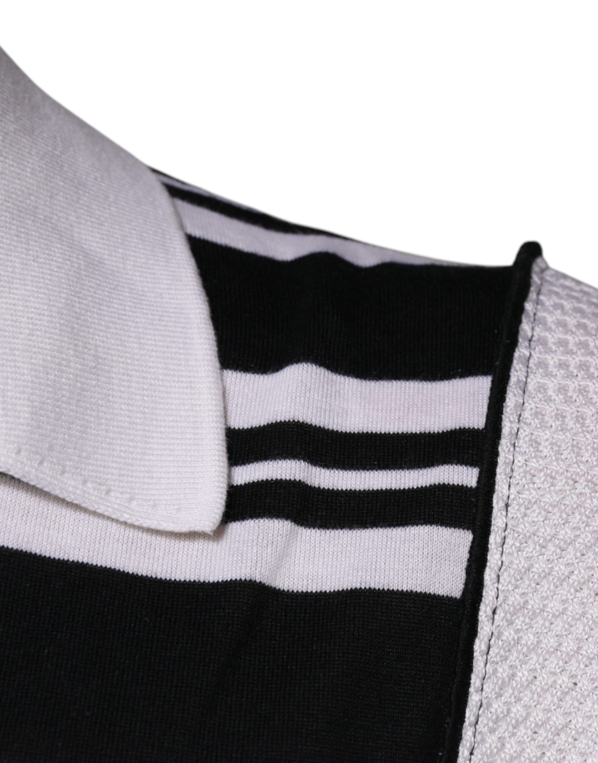 Black White Stripes Collared Polo T-shirt