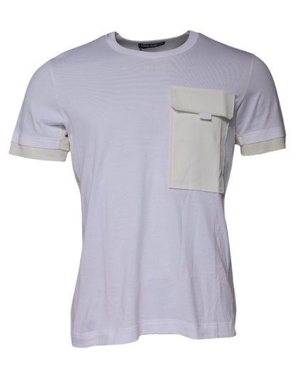 White Cotton Crew Neck Short Sleeves T-shirt