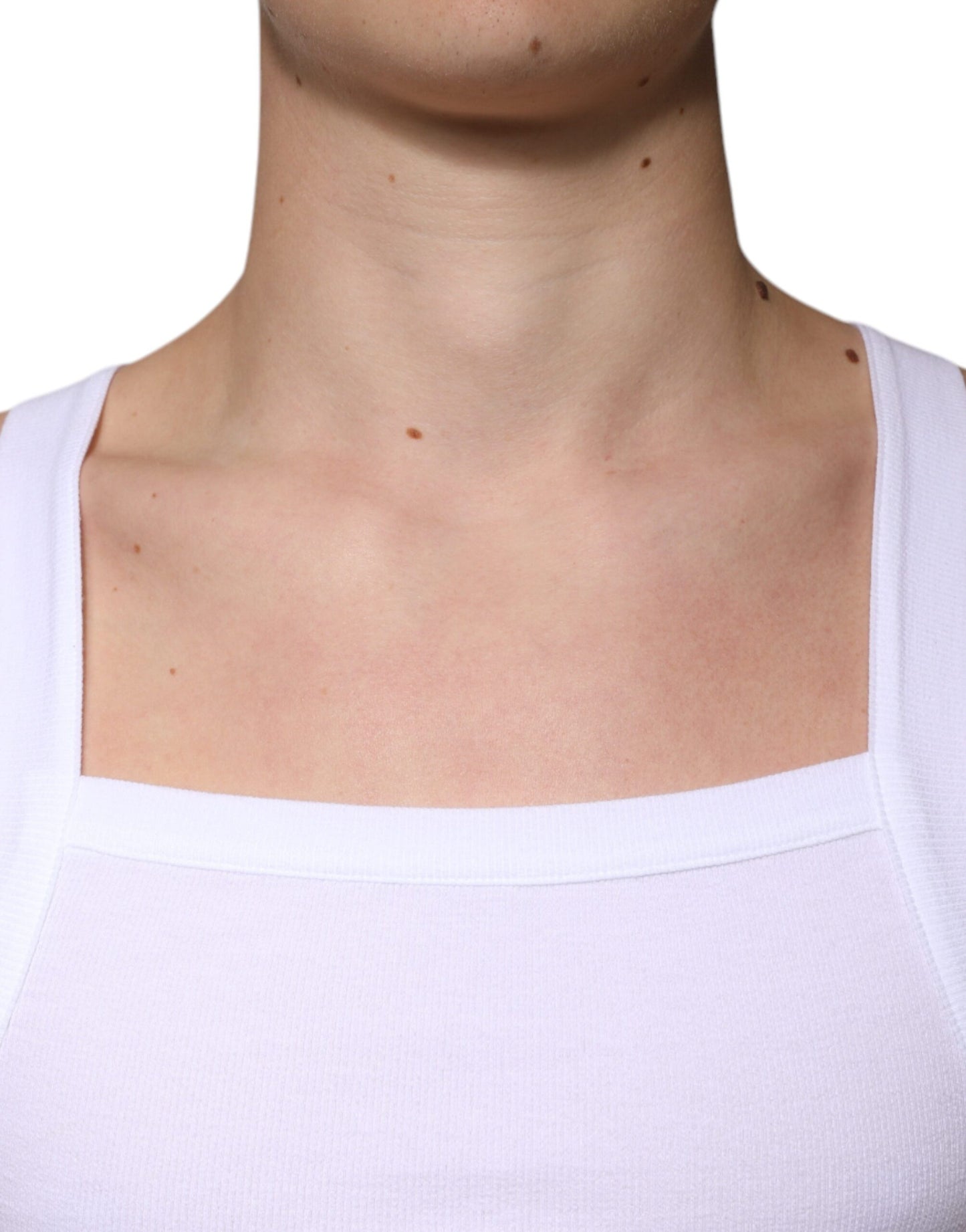 White Cotton Sleeveless Square Neck Tank T-shirt