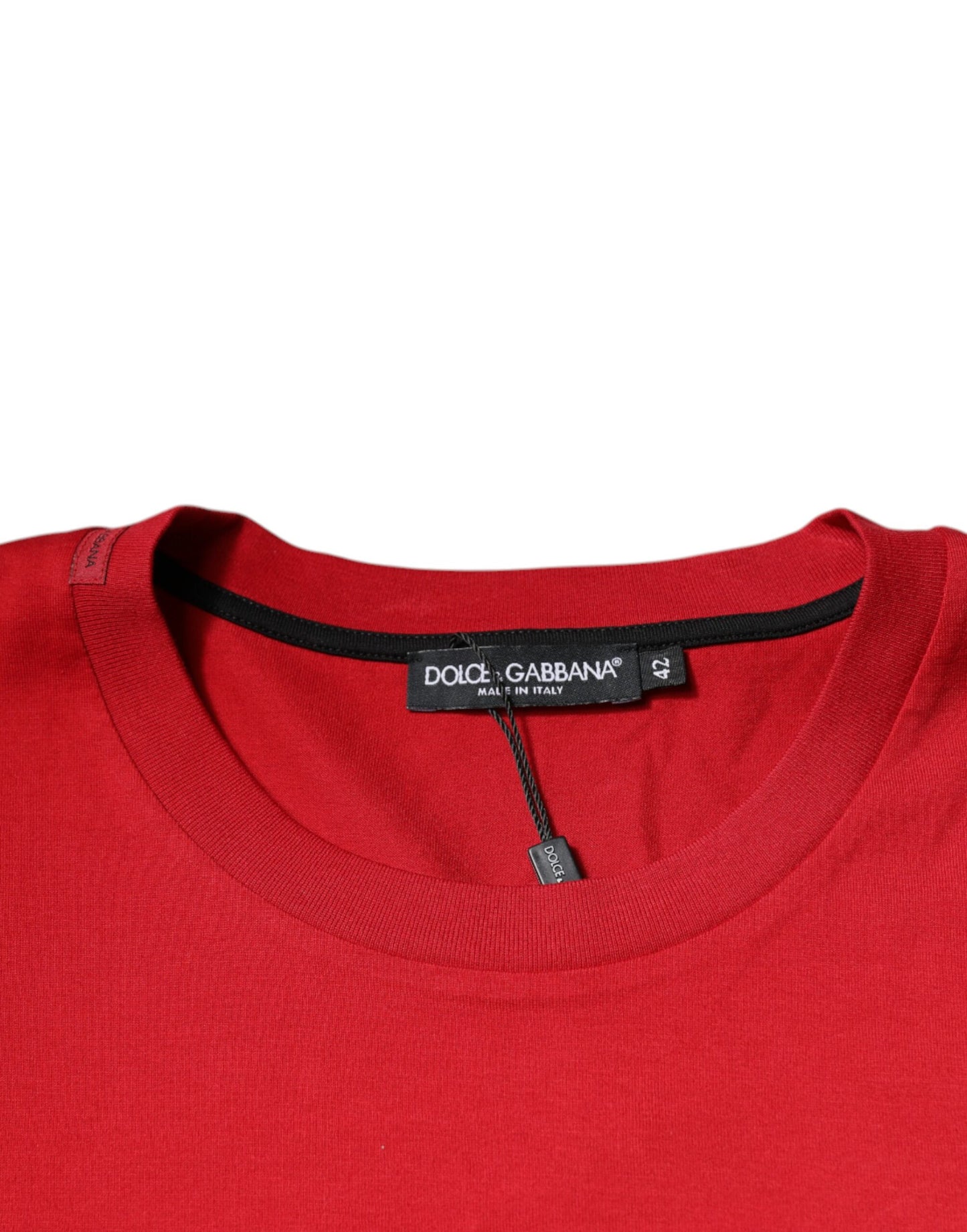 Red Logo Print Cotton Crew Neck T-shirt